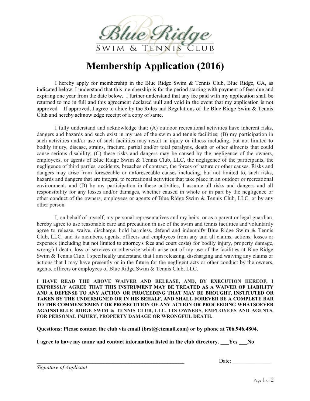 Membership Application (2016)