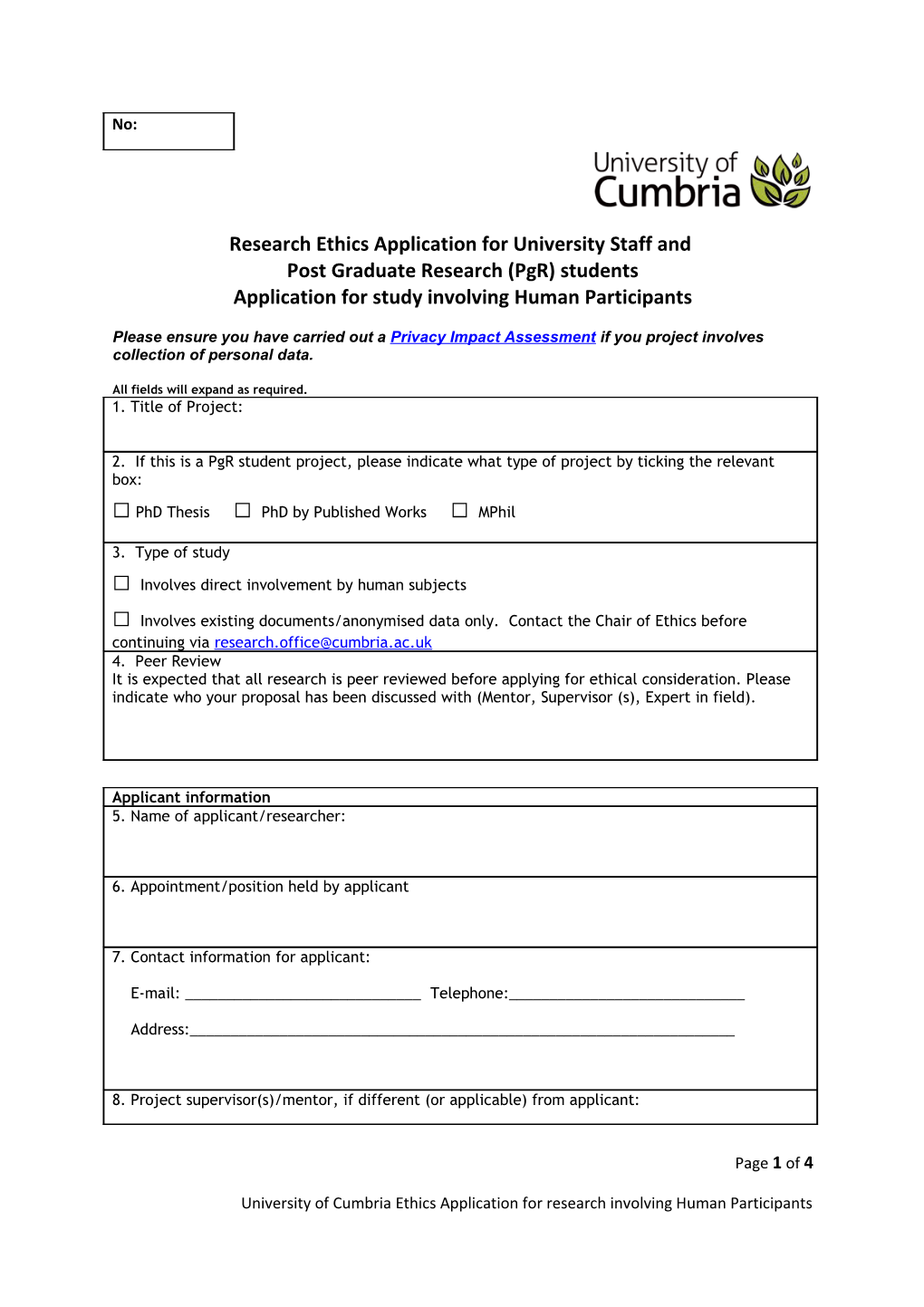 Research Ethics Application Form Staff and Research Students