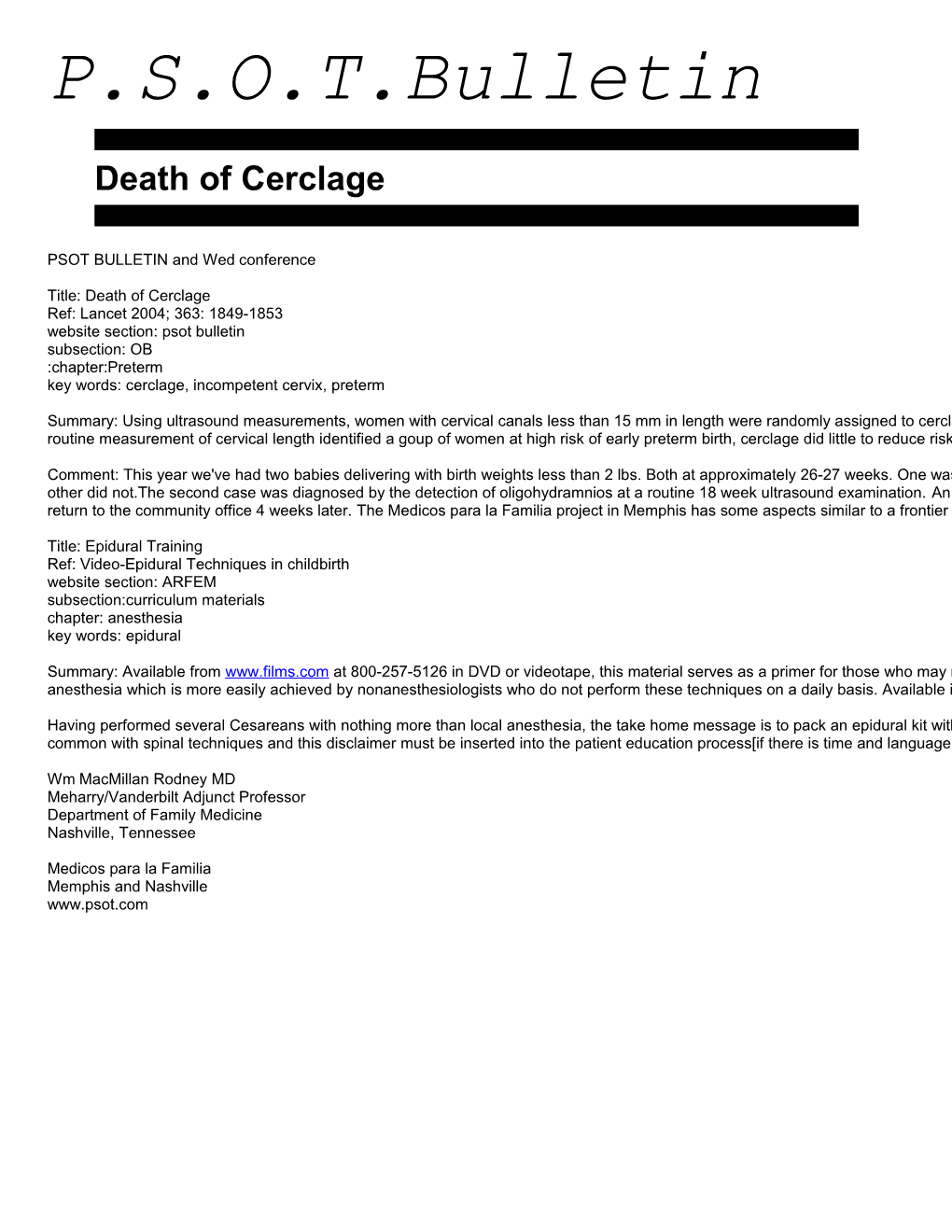 Death of Cerclage