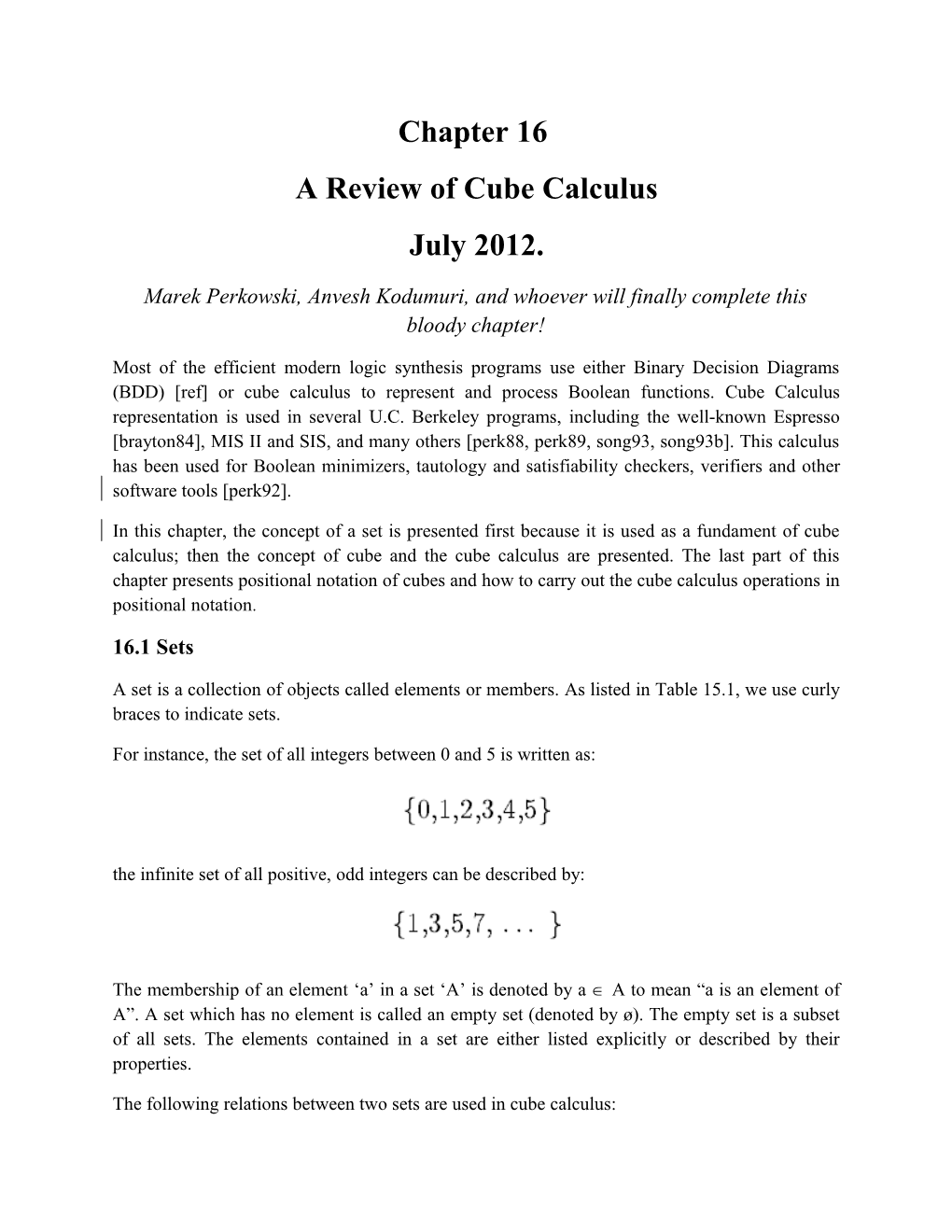 A Review of Cube Calculus