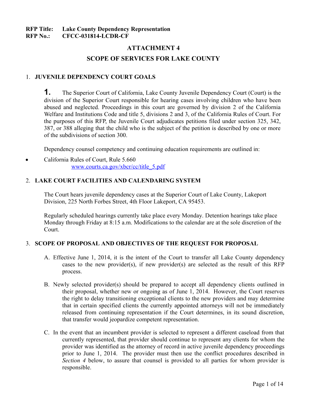 RFP Title: Lake County Dependency Representation