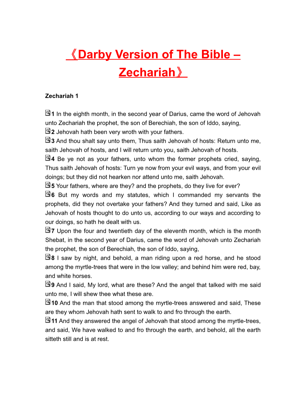 Darby Version of the Bible Zechariah