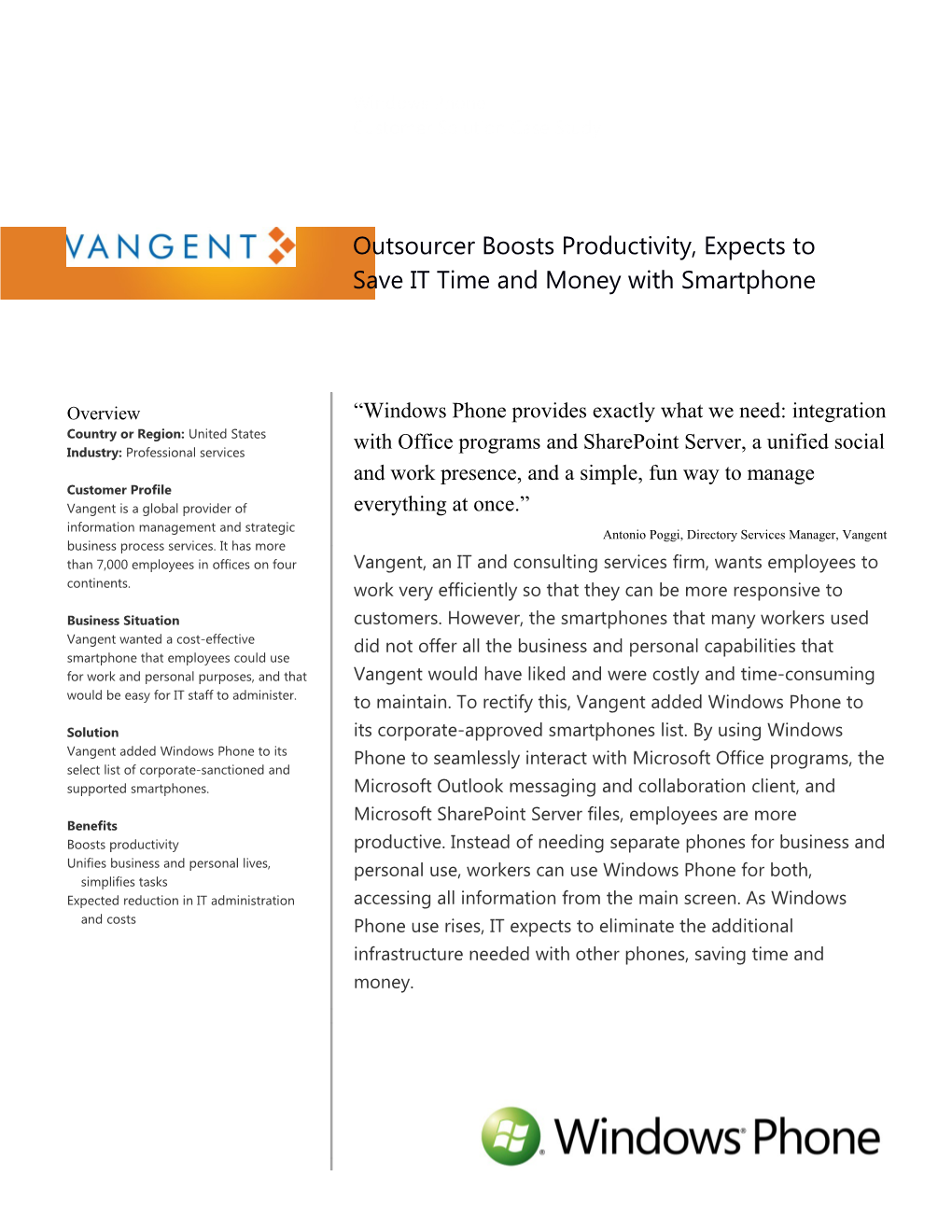 Based in Arlington, Virginia, Vangent Provides Information Management and Business Process