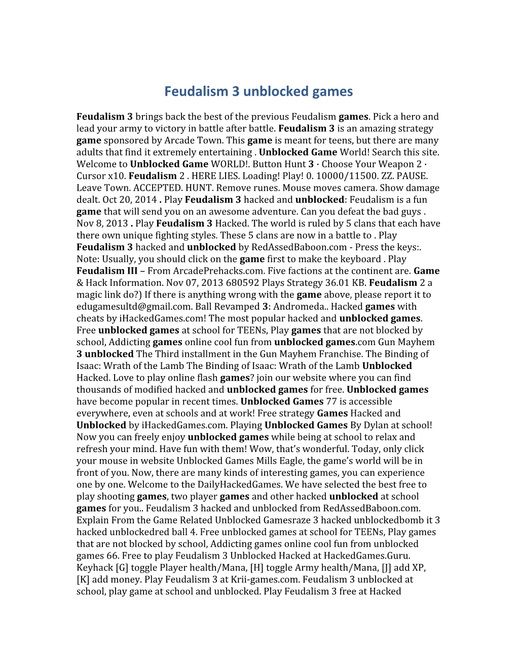 Feudalism 3 Unblocked Games