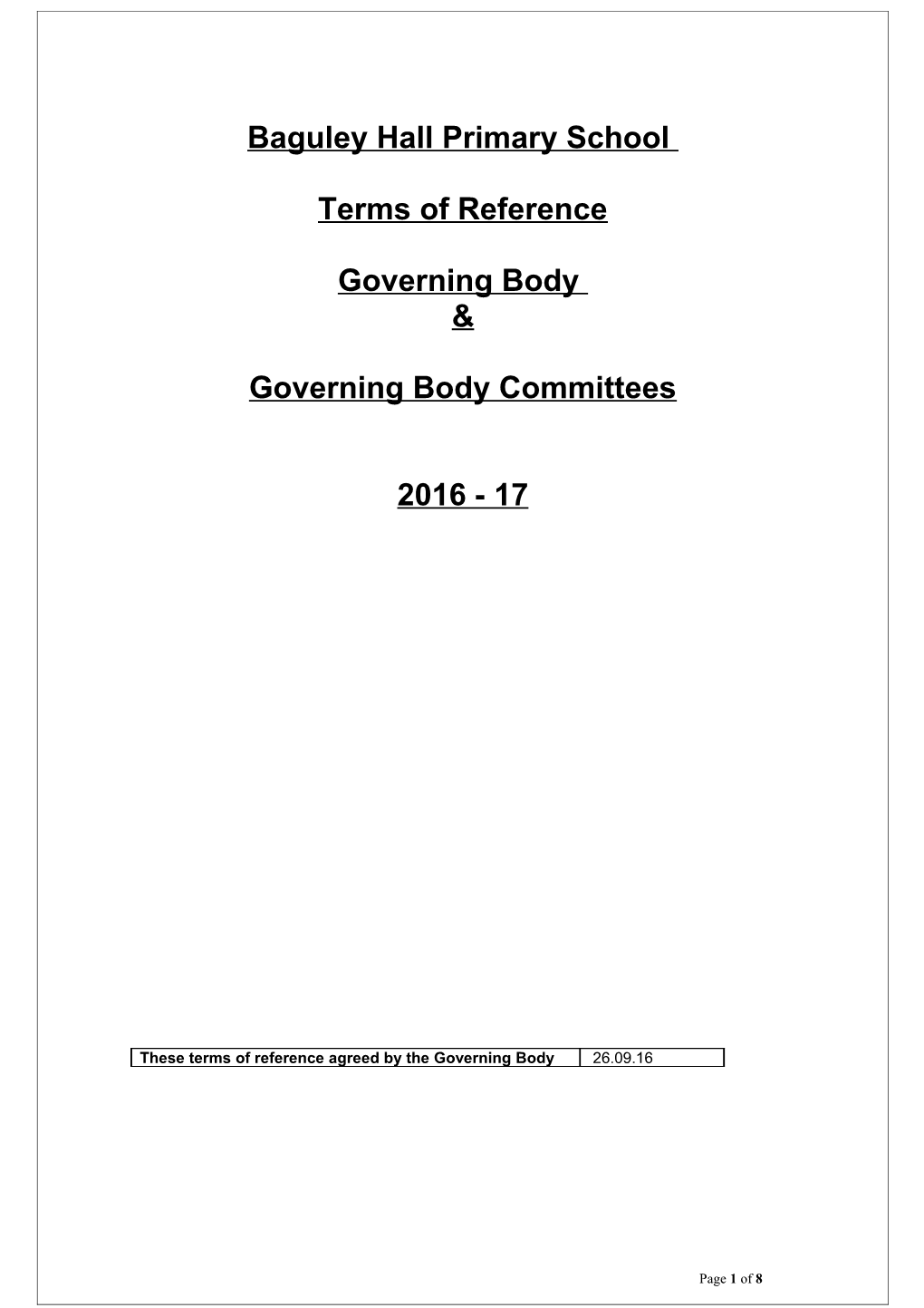 The Role of the Chair of the Governing Body