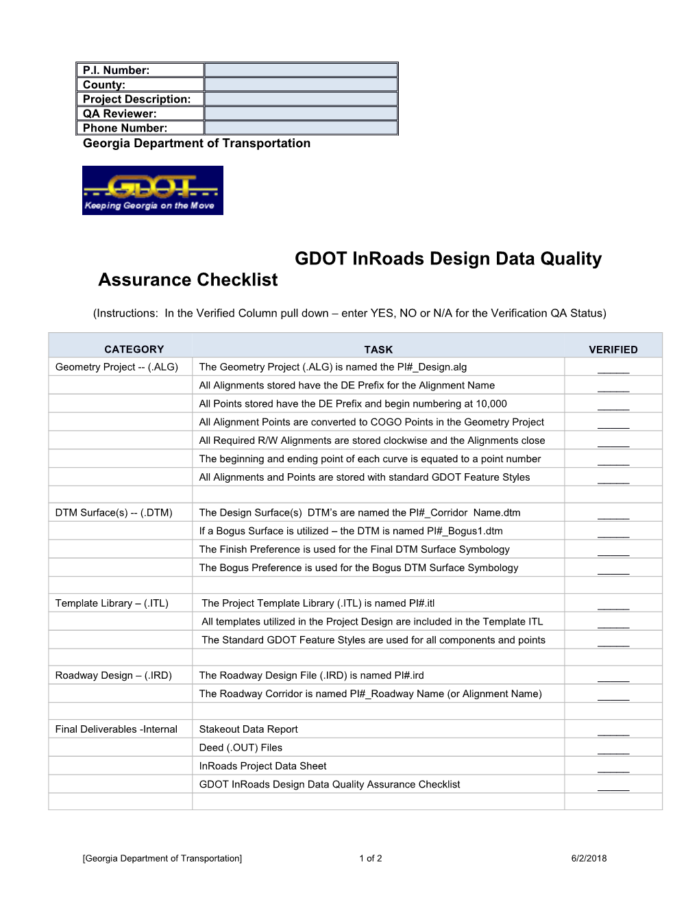 Survey Data Processing Inroads QA