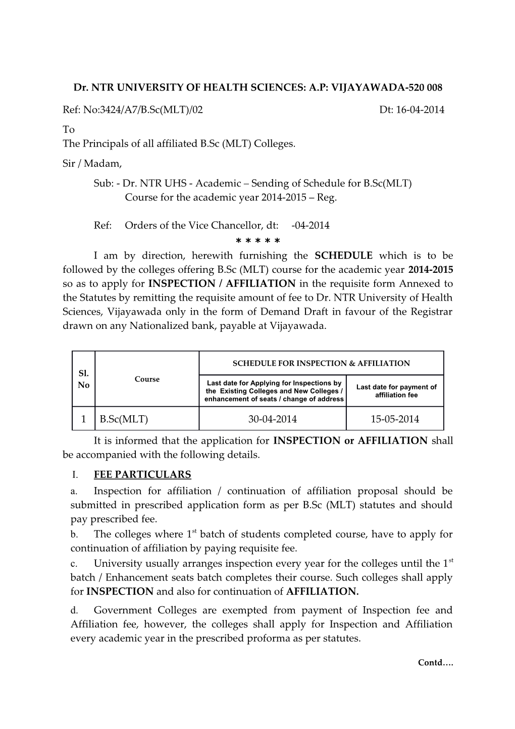 Dr. NTR UNIVERSITY of HEALTH SCIENCES: A.P: VIJAYAWADA-520 008 s1