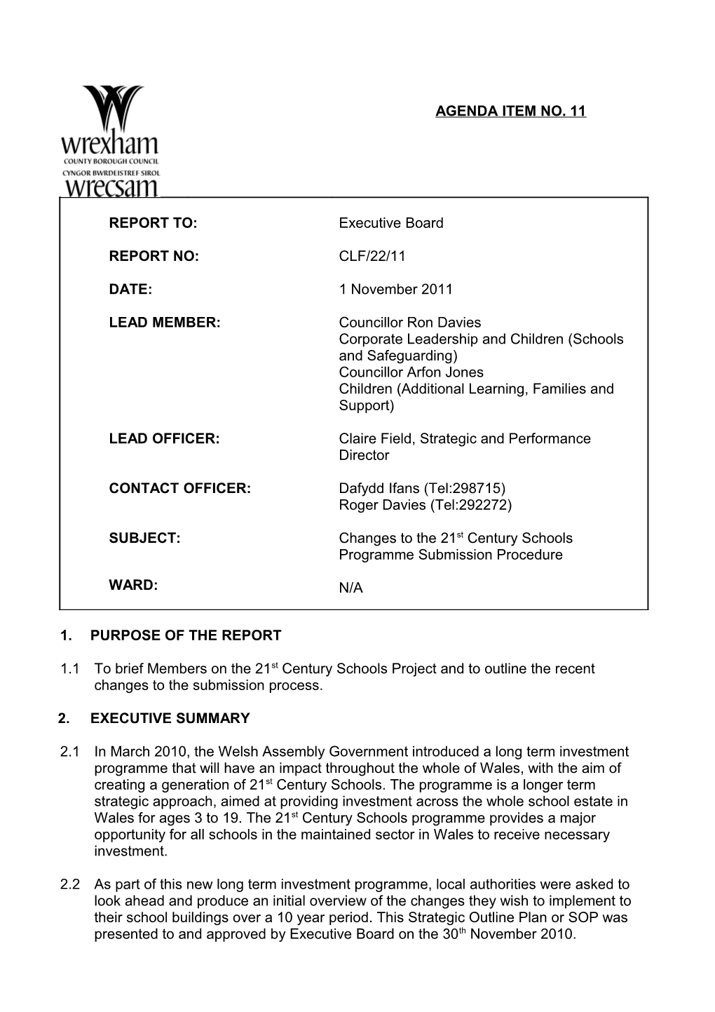 Wrexham County Borough Council Agenda Item No s2