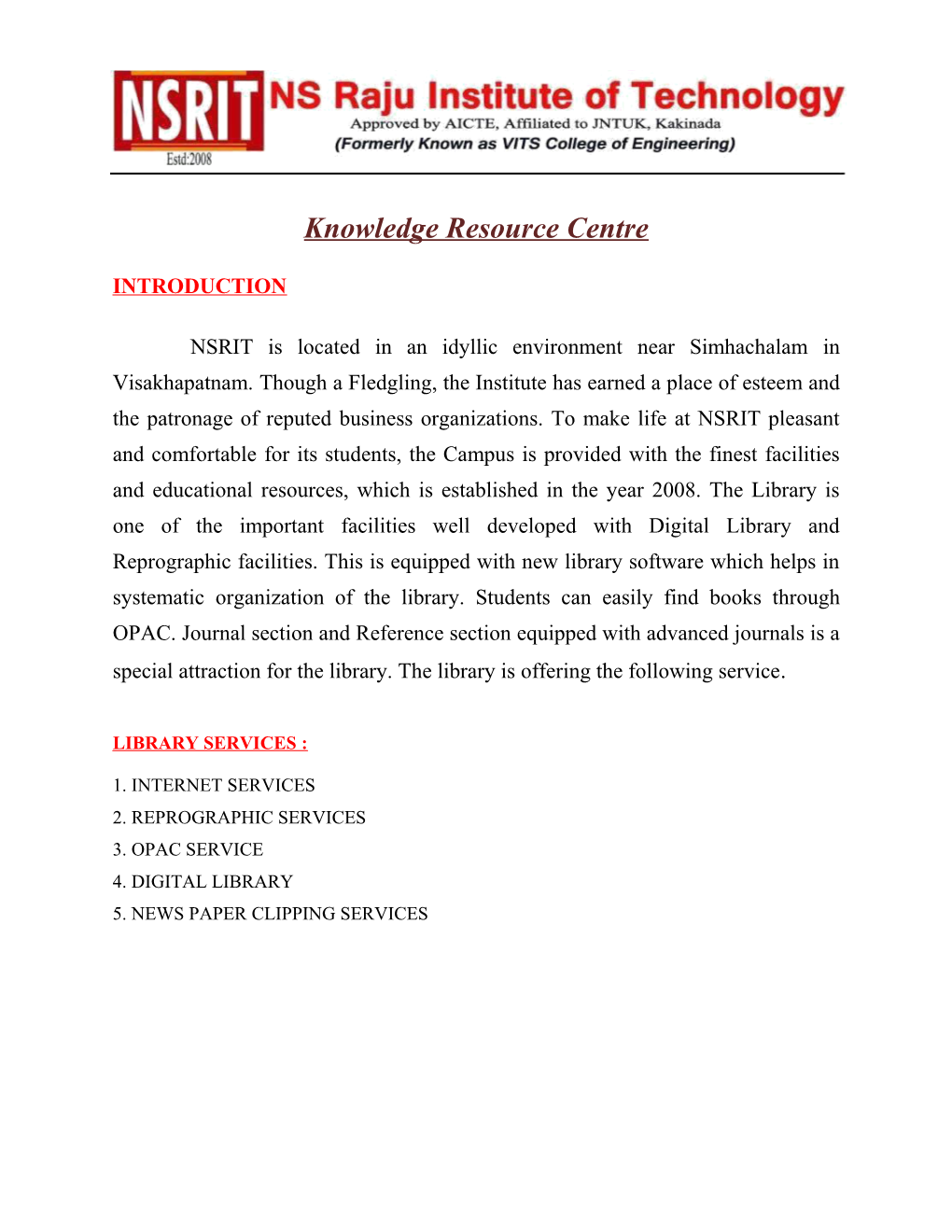 Knowledge Resource Centre