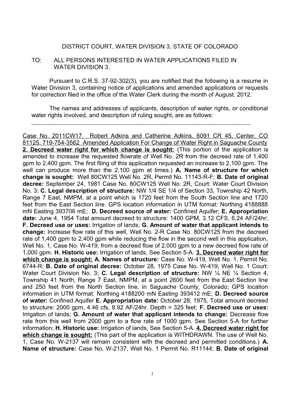 District Court, Water Division 3, State of Colorado s4