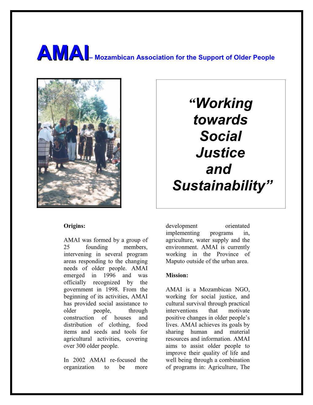 AMAI Mozambican Association for the Support of Older People