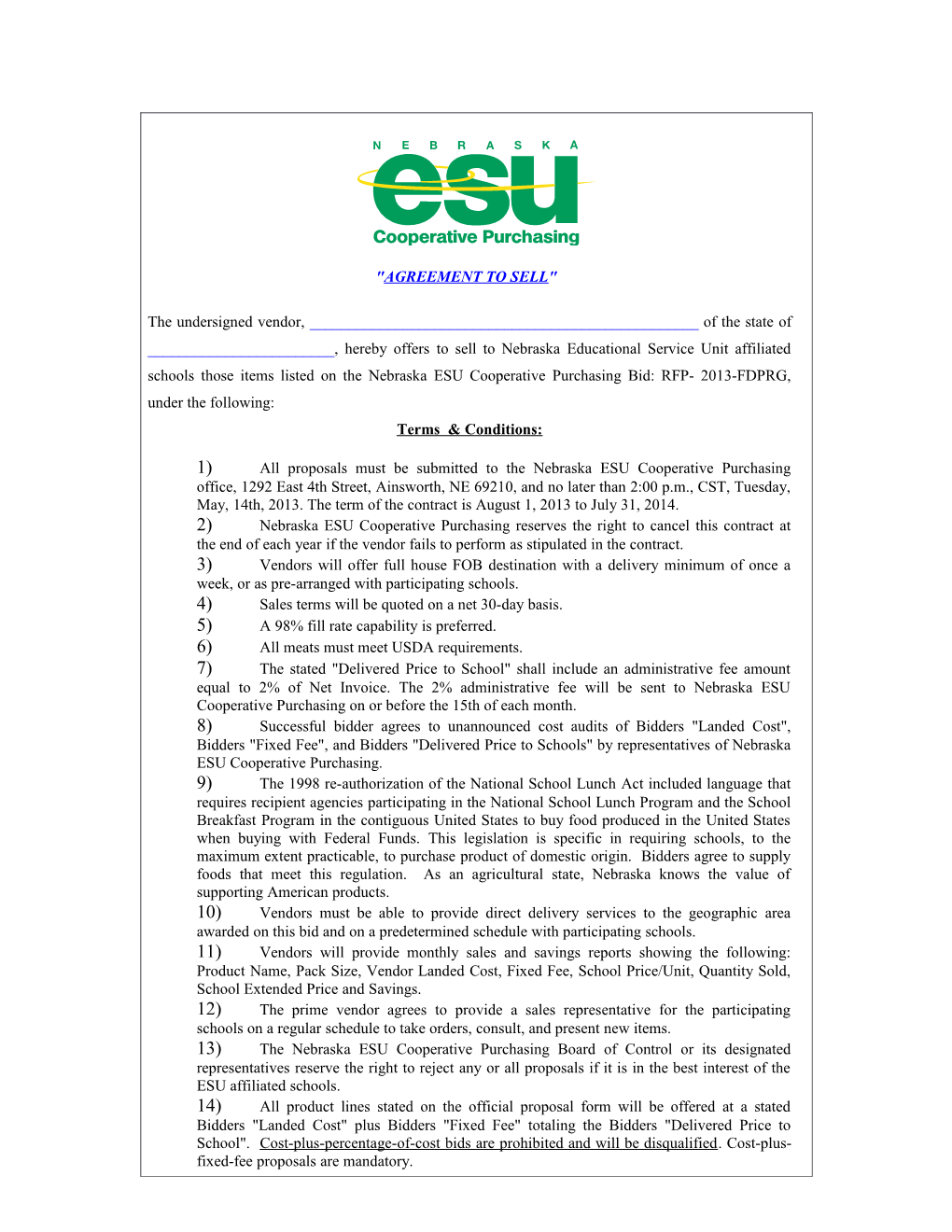 Nebraska Esu Cooperative Purchasing