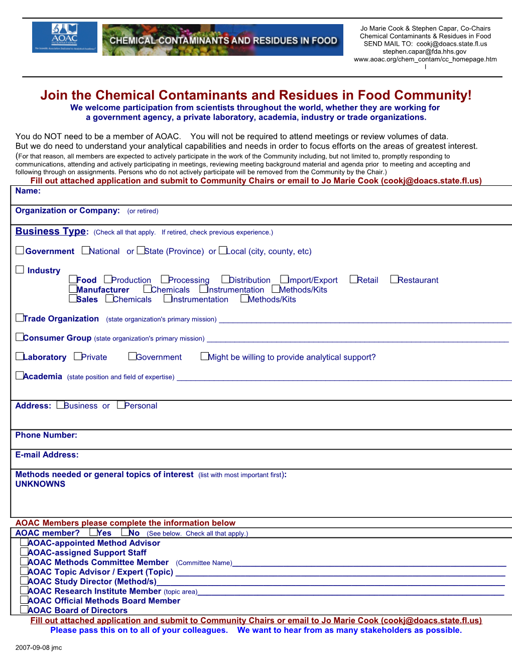 Join the Chemical Contaminants and Residues in Food Community!