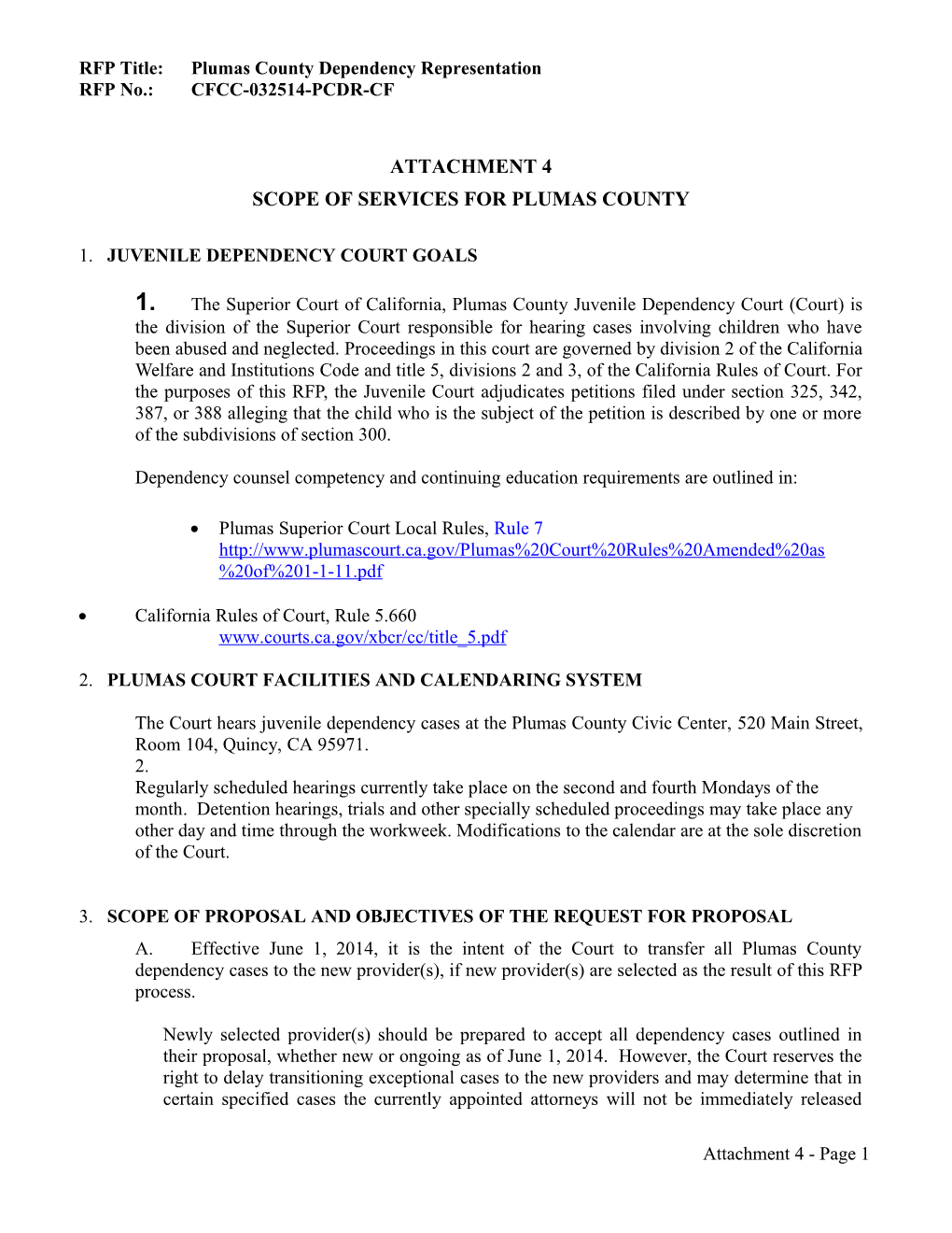 RFP Title: Plumas County Dependency Representation