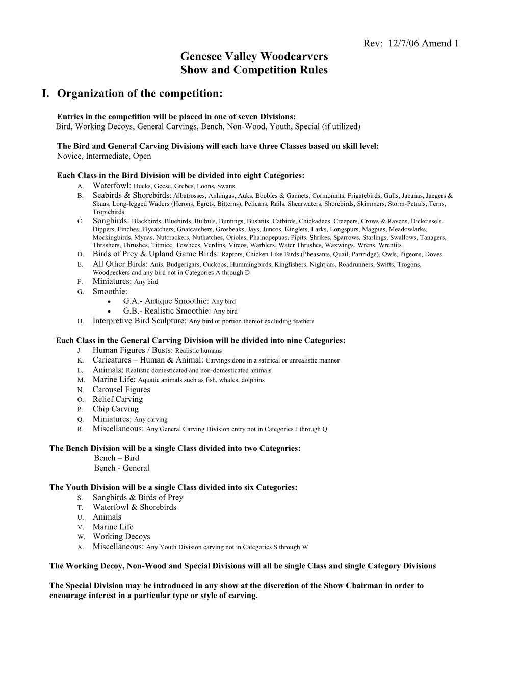 Show and Competition Rules