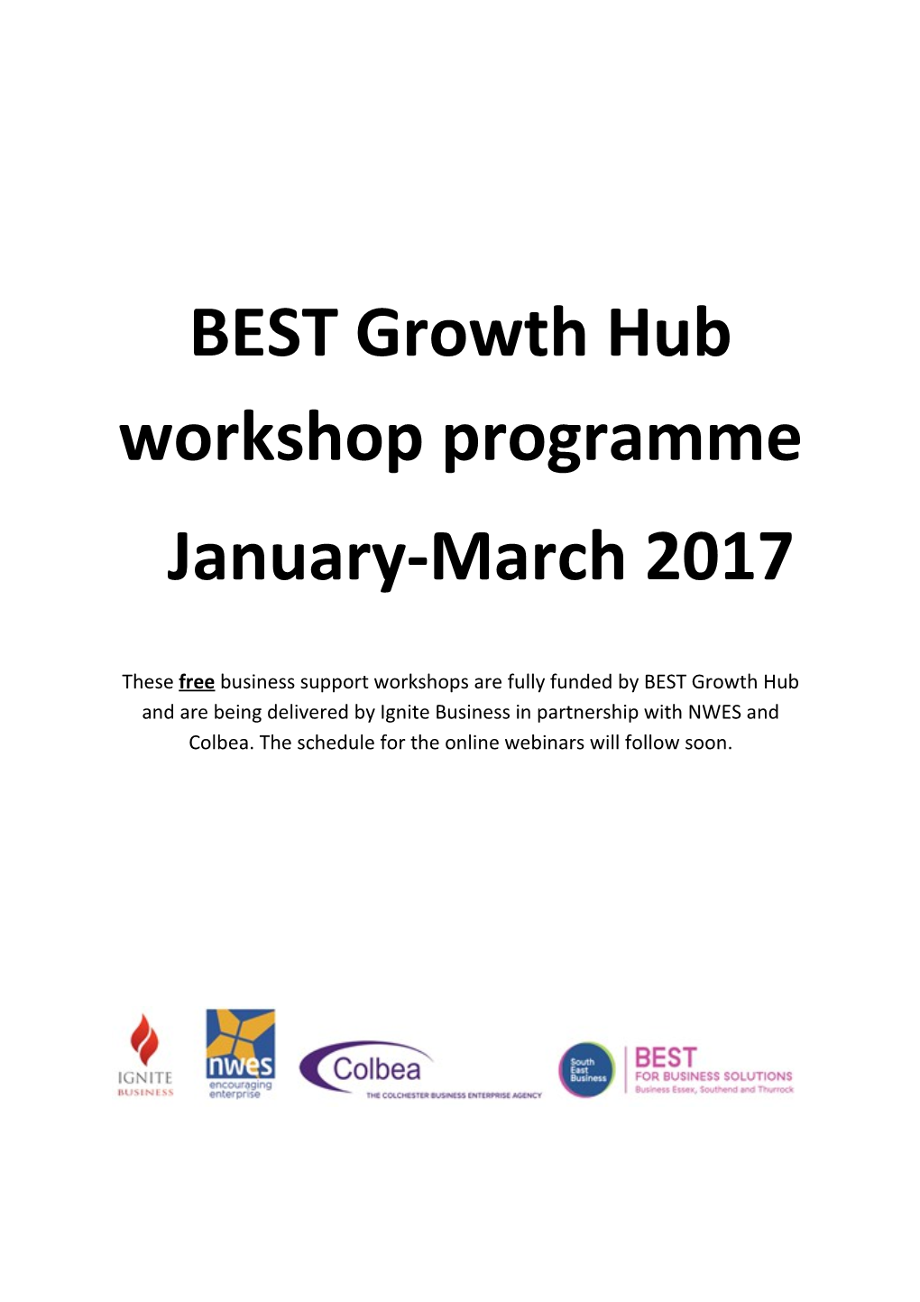 BEST Growth Hub Workshop Programme