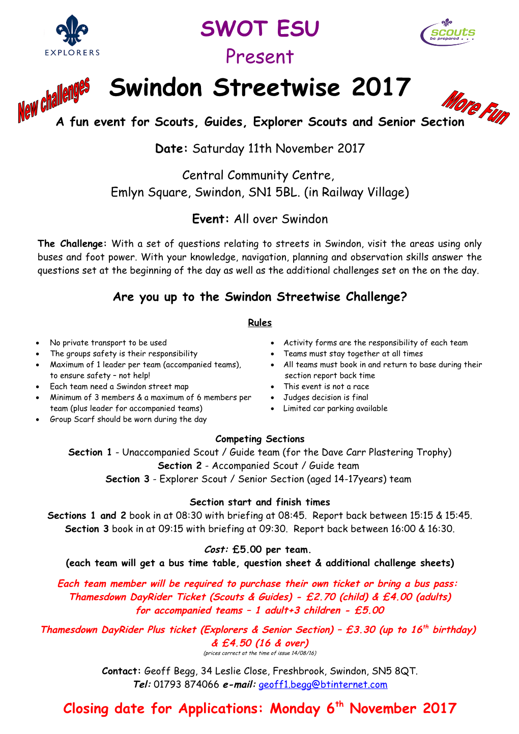 A Fun Event for Scouts, Guides, Explorer Scouts and Senior Section