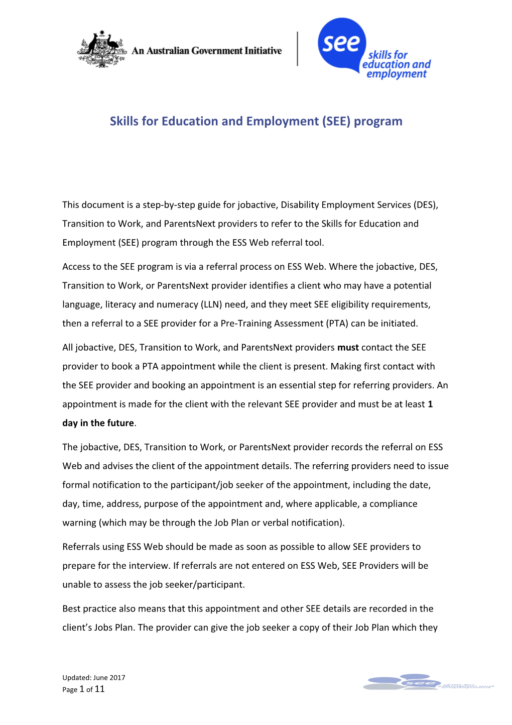 Skills for Education and Employment (SEE) Program