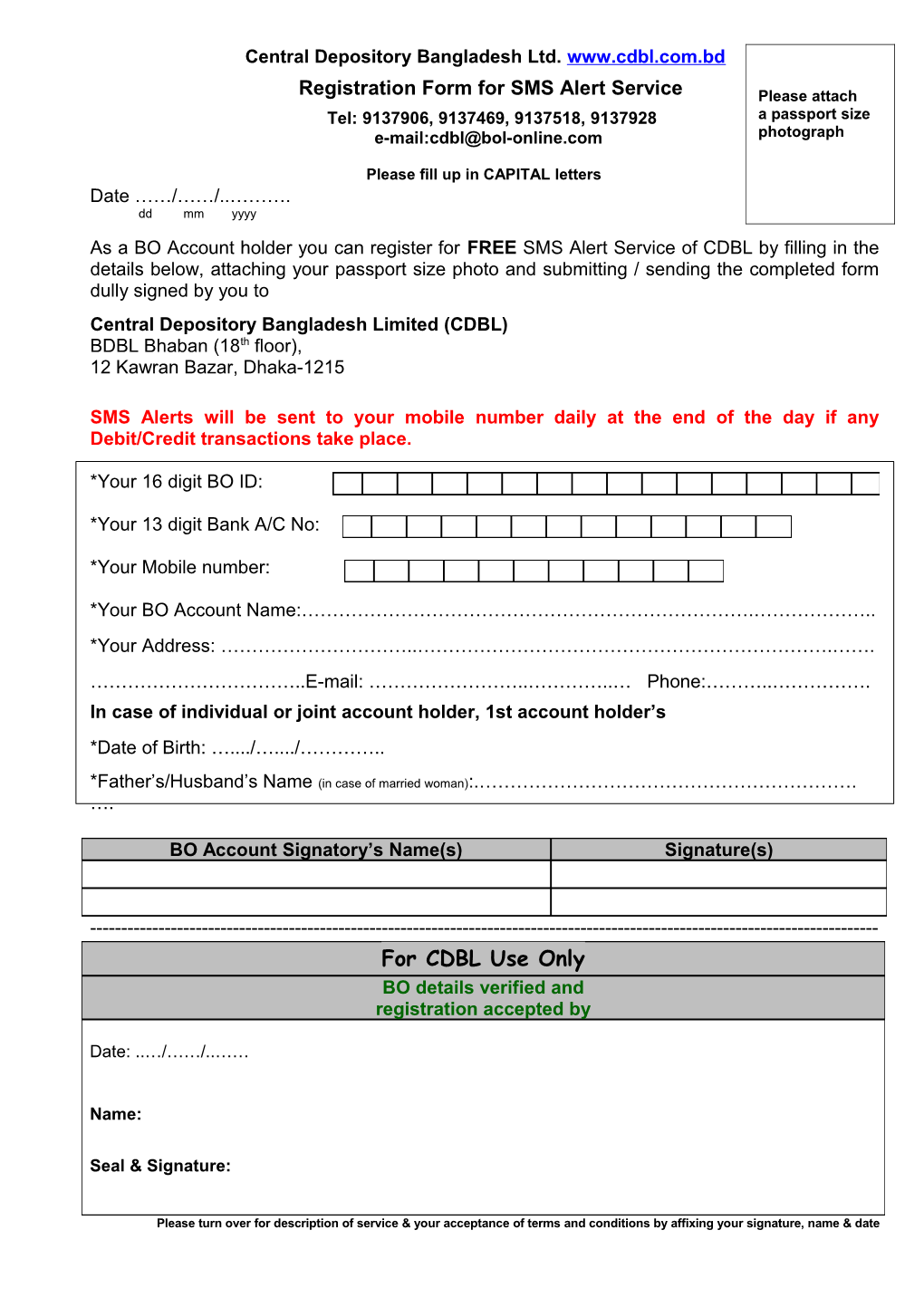 CDBL Web Registration Form