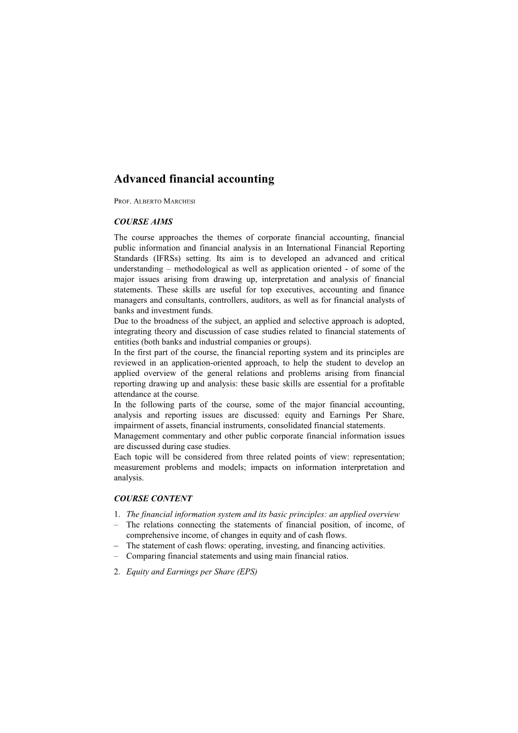 Advanced Financial Accounting