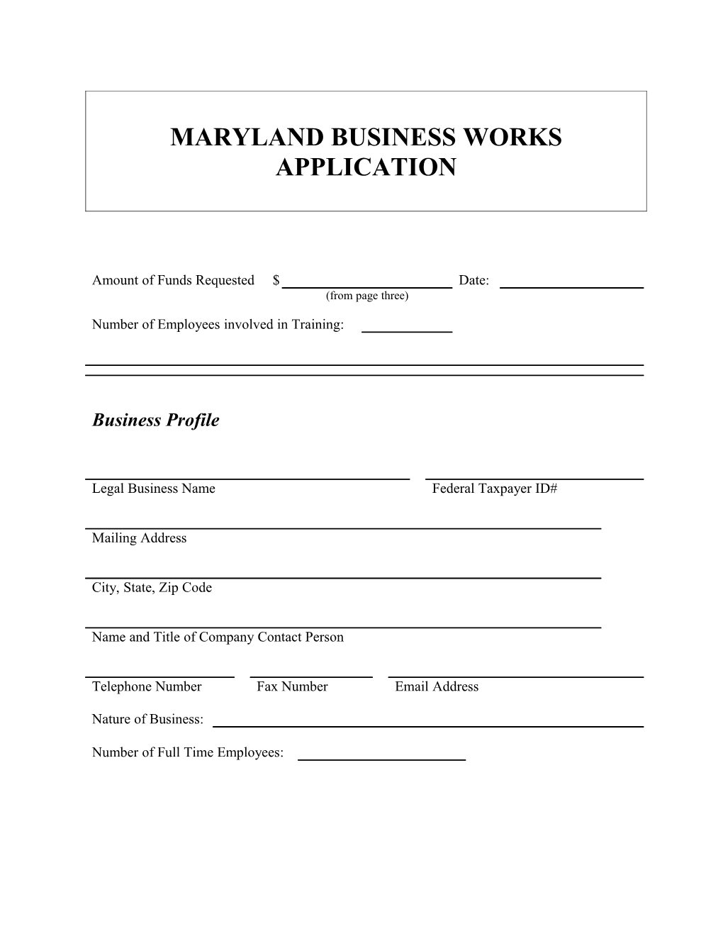 Maryland Works Application