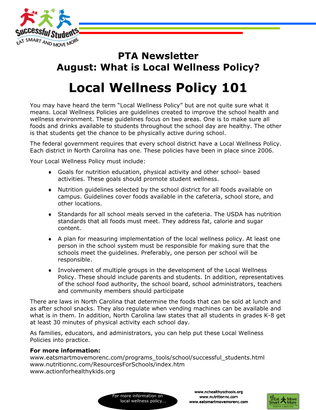 August: What Is Local Wellness Policy?