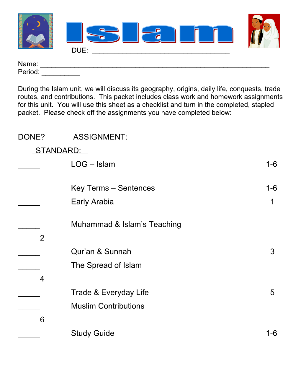 Done? Assignment: Standard