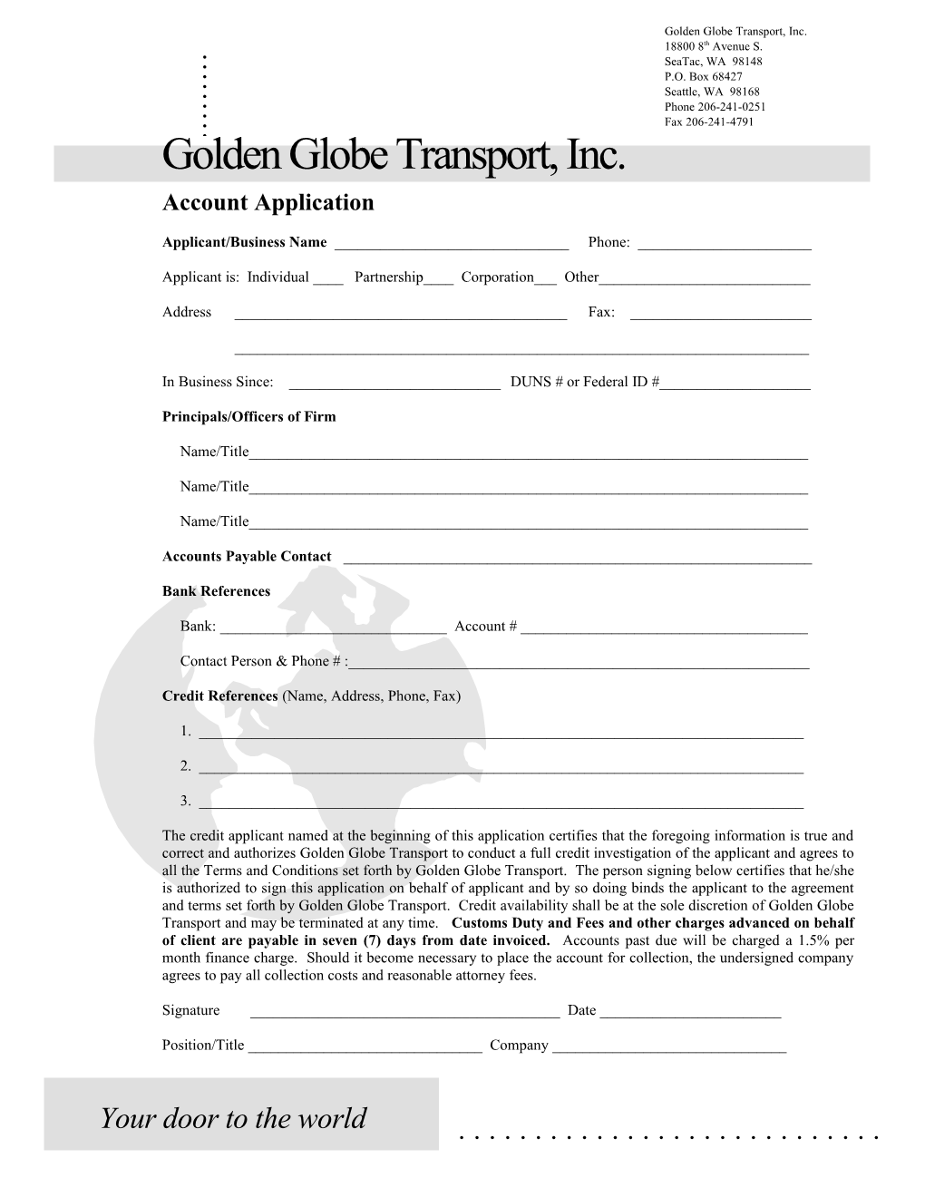 Golden Globe Transport, Inc