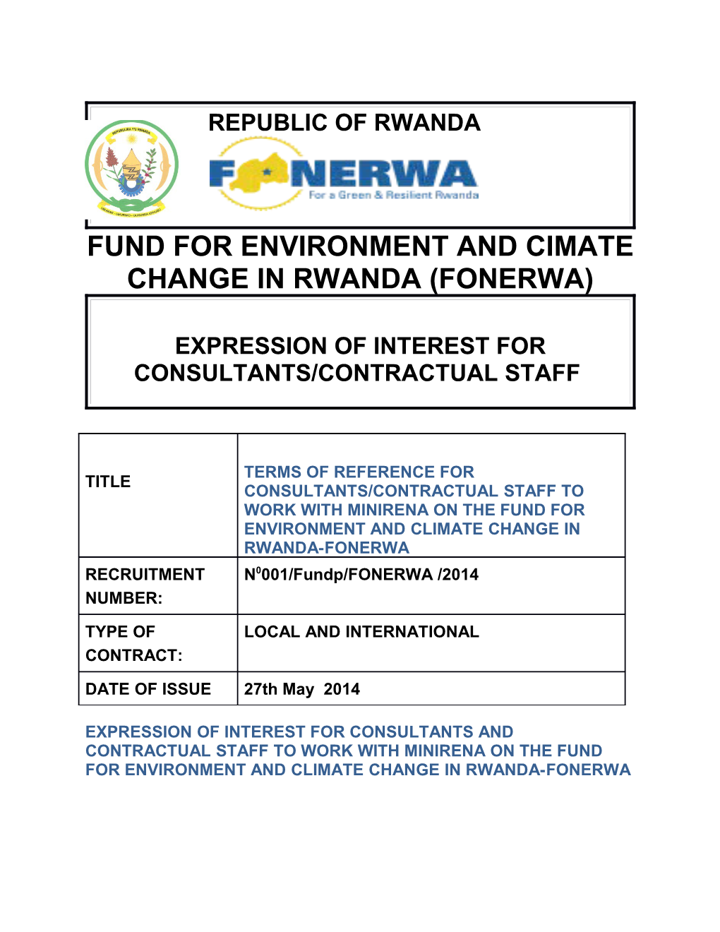 Fund for Environment and Cimate Change in Rwanda (Fonerwa)