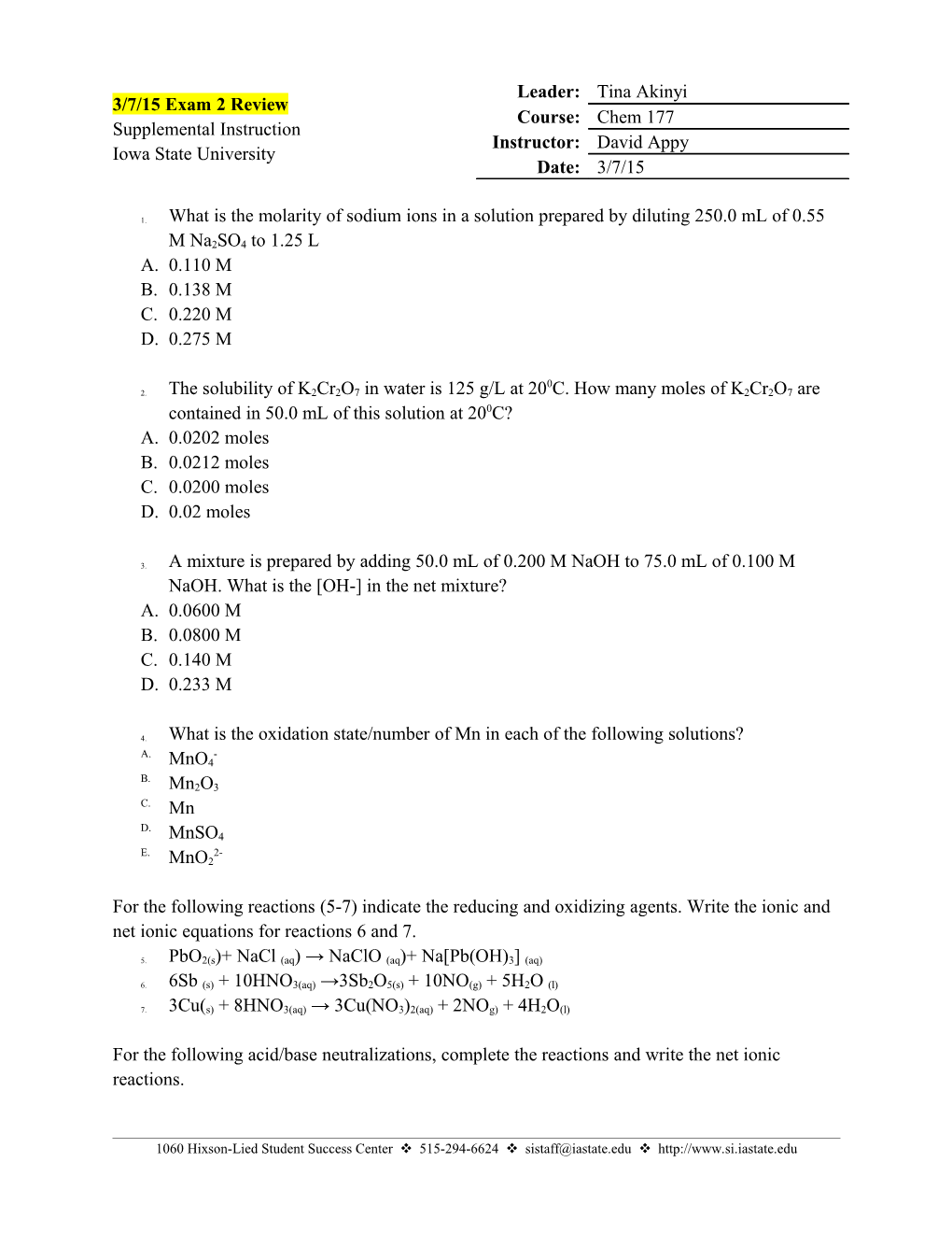 What Is the Molarity of Sodium Ions in a Solution Prepared by Diluting 250.0 Ml of 0.55