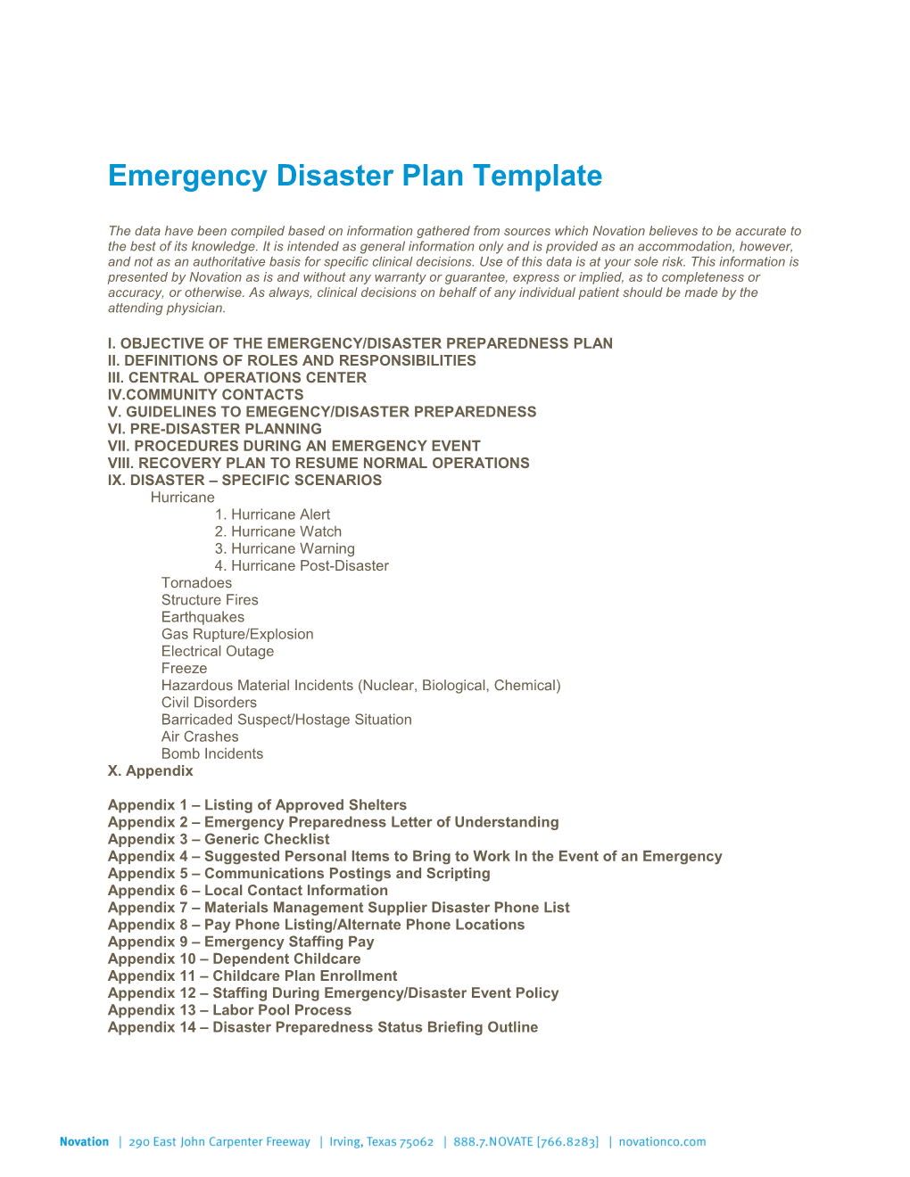 Emergency/Disaster Preparedness Plan