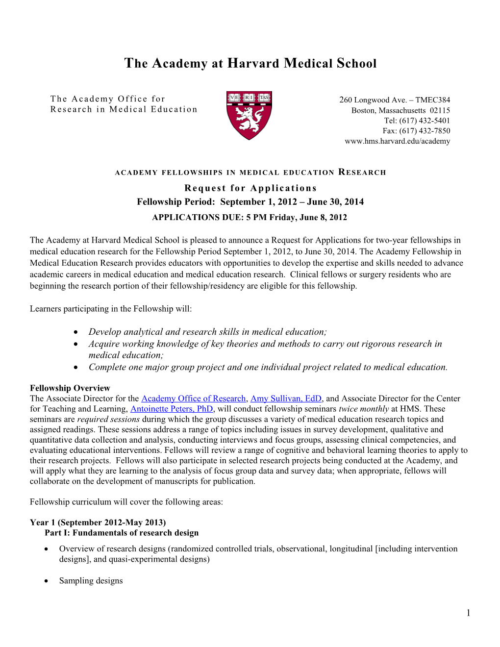 Academy Fellowships in Medical Education Research