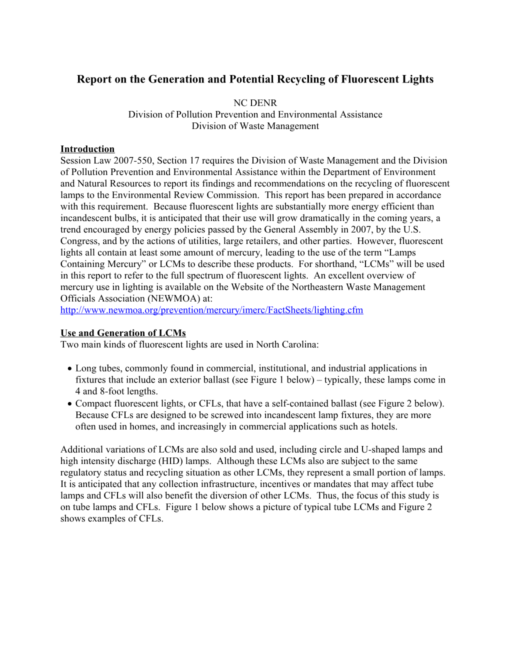 Plan for Fluorescent Light Study