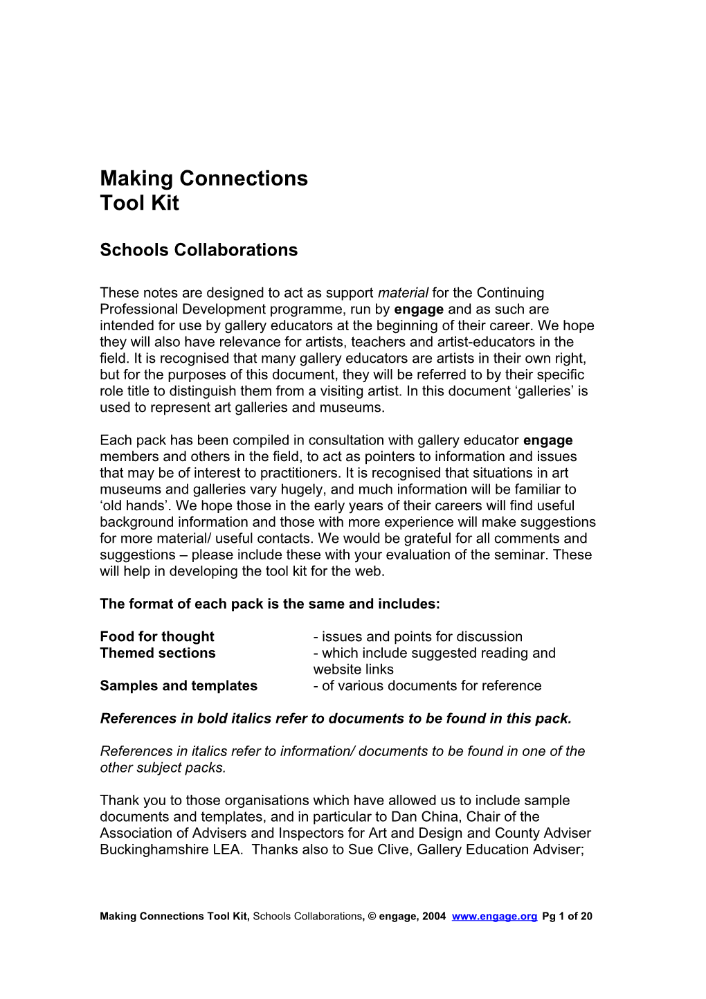 Making Connections - Tool Kit s1