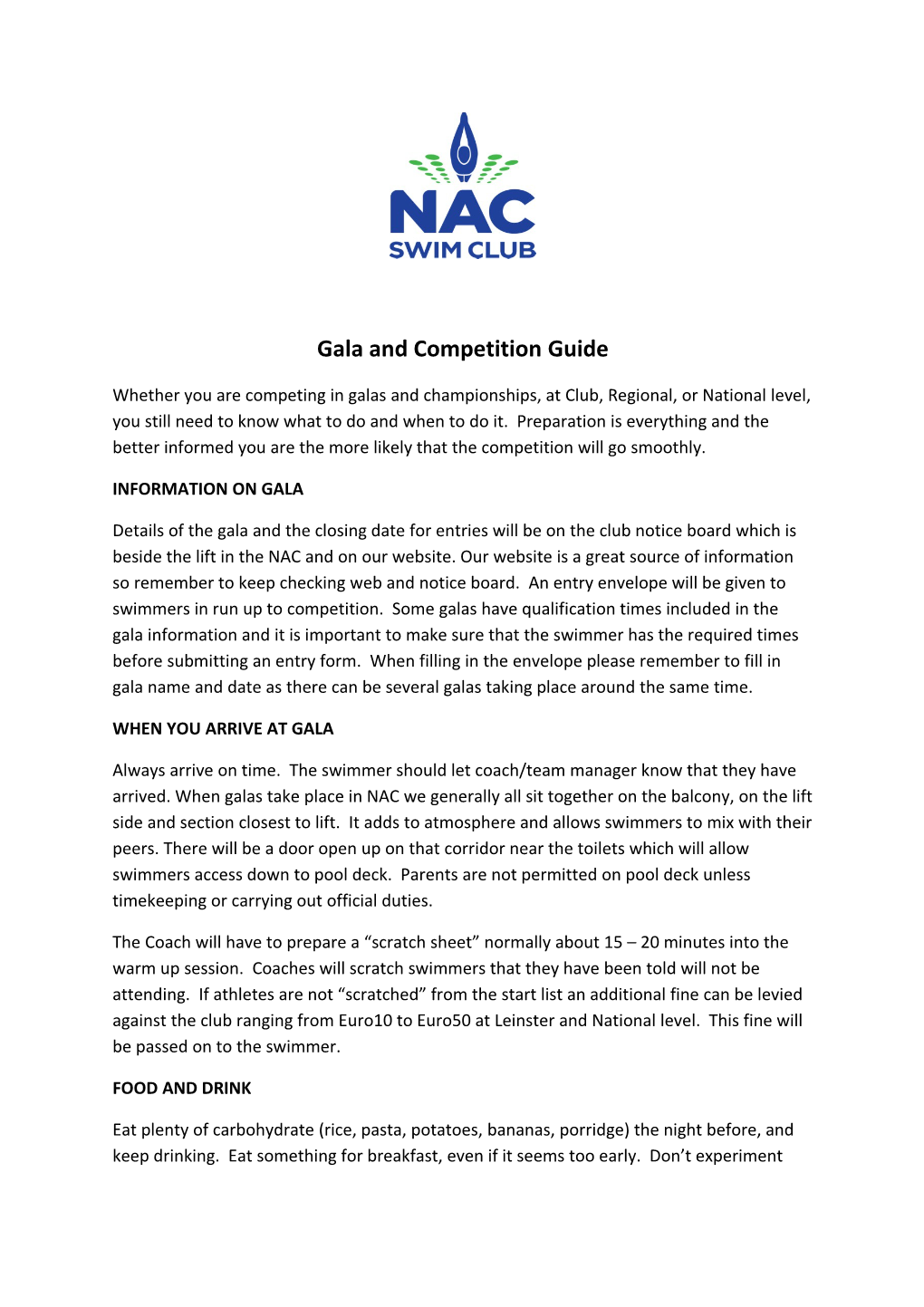 Gala and Competition Guide