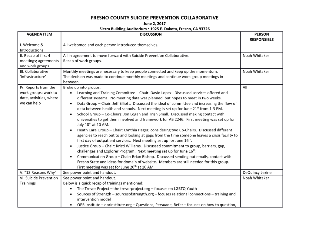 Fresno County Suicide Prevention Collaborative