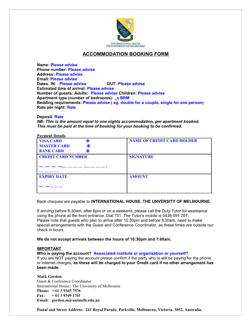 Accommodation Booking Form s1