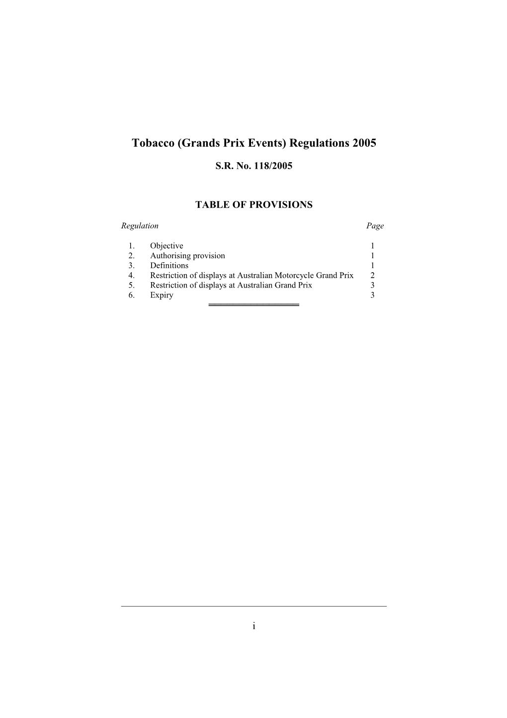 Tobacco (Grands Prix Events) Regulations 2005