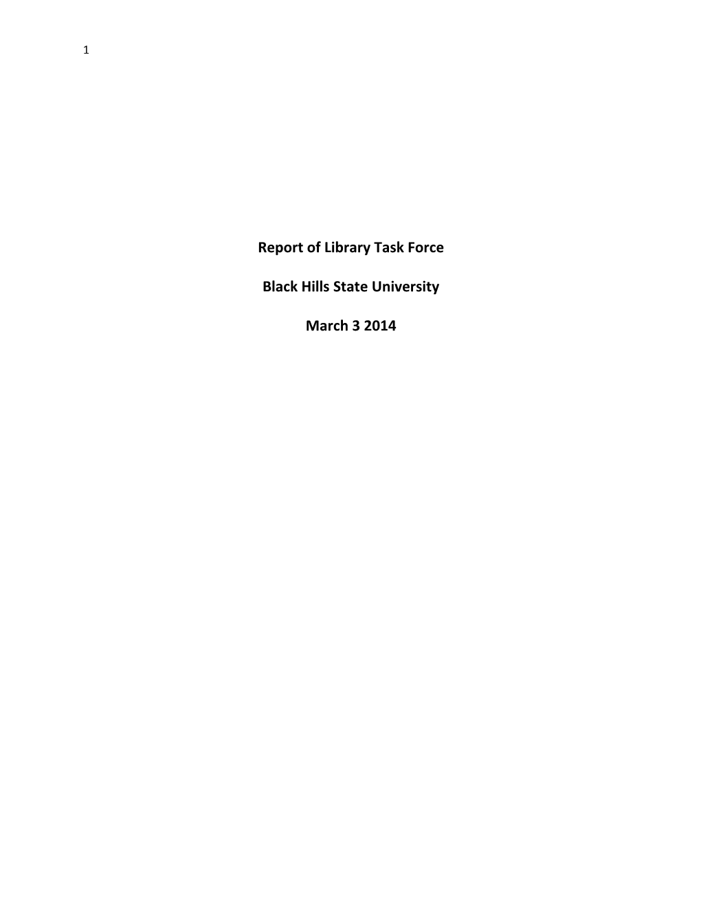 Report of Library Task Force