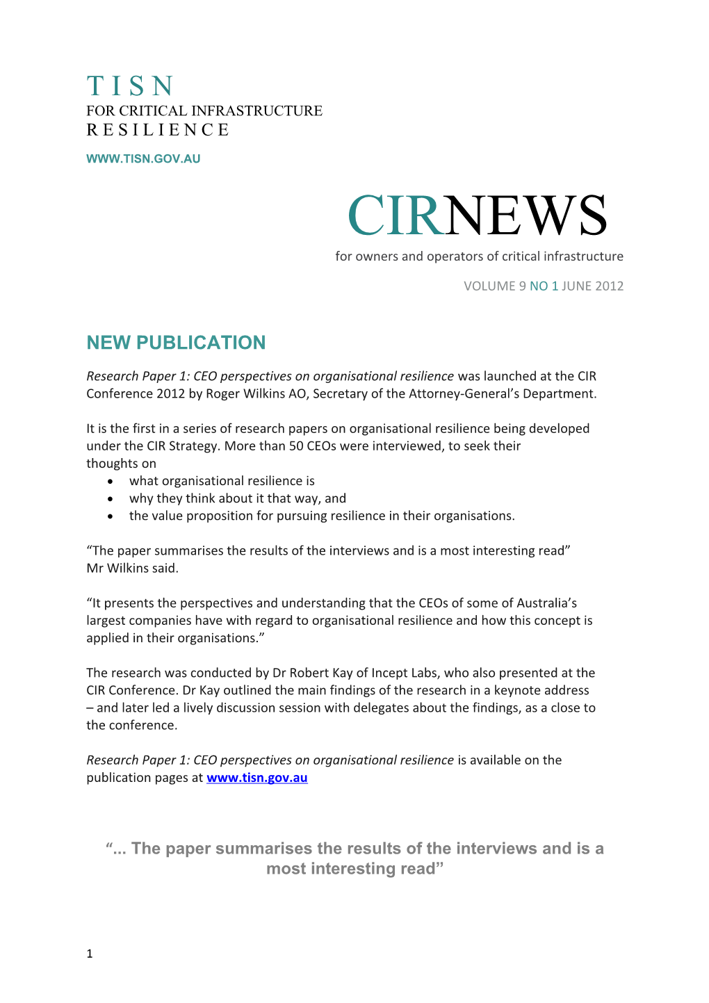 CIR News - Vol 8 No 2 - November 2011 - Word Doc