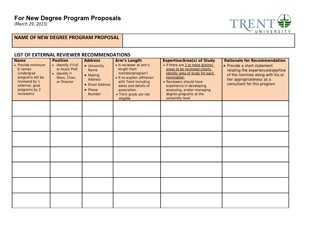 For New Degree Program Proposals