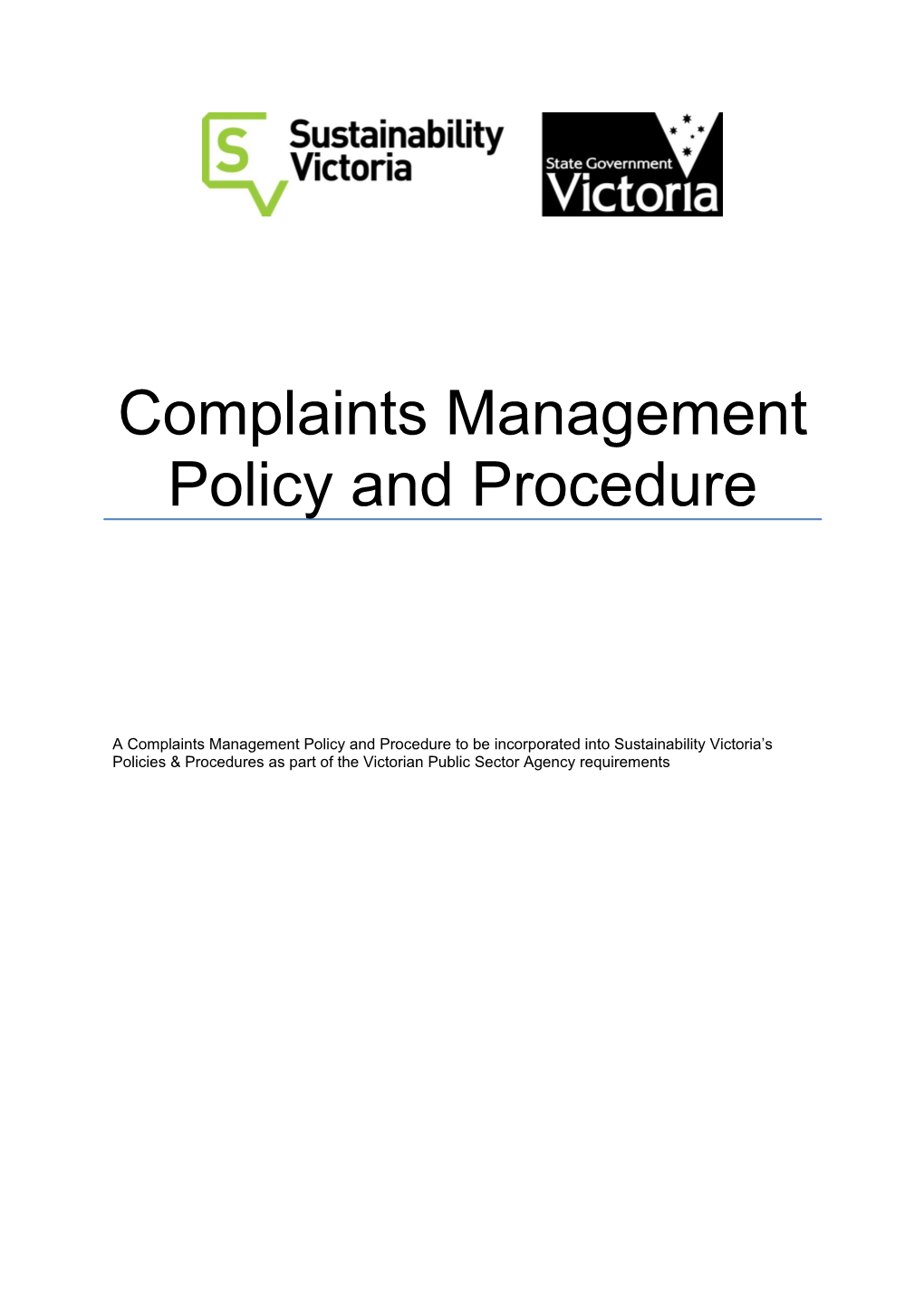 Complaints Management Policy and Procedure