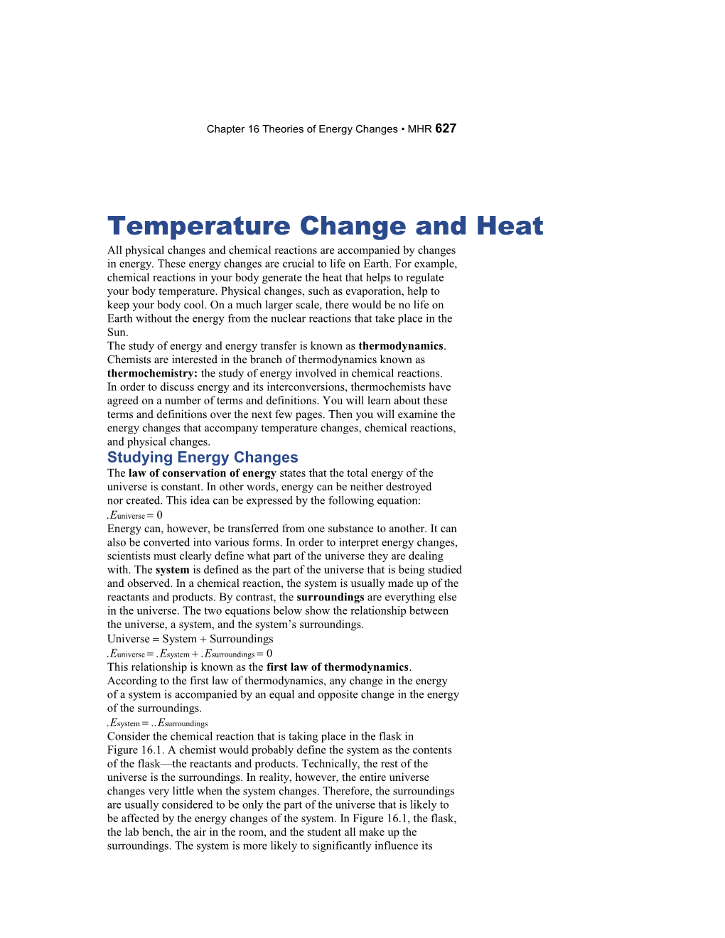 16.1Chapter 16 Theories of Energy Changes MHR 627