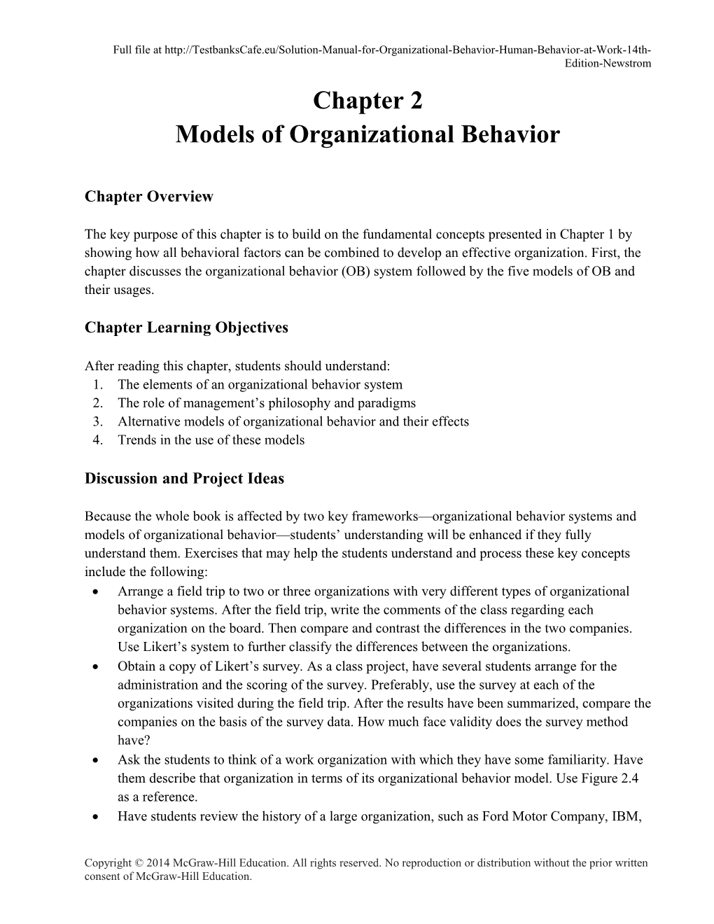 Models of Organizational Behavior