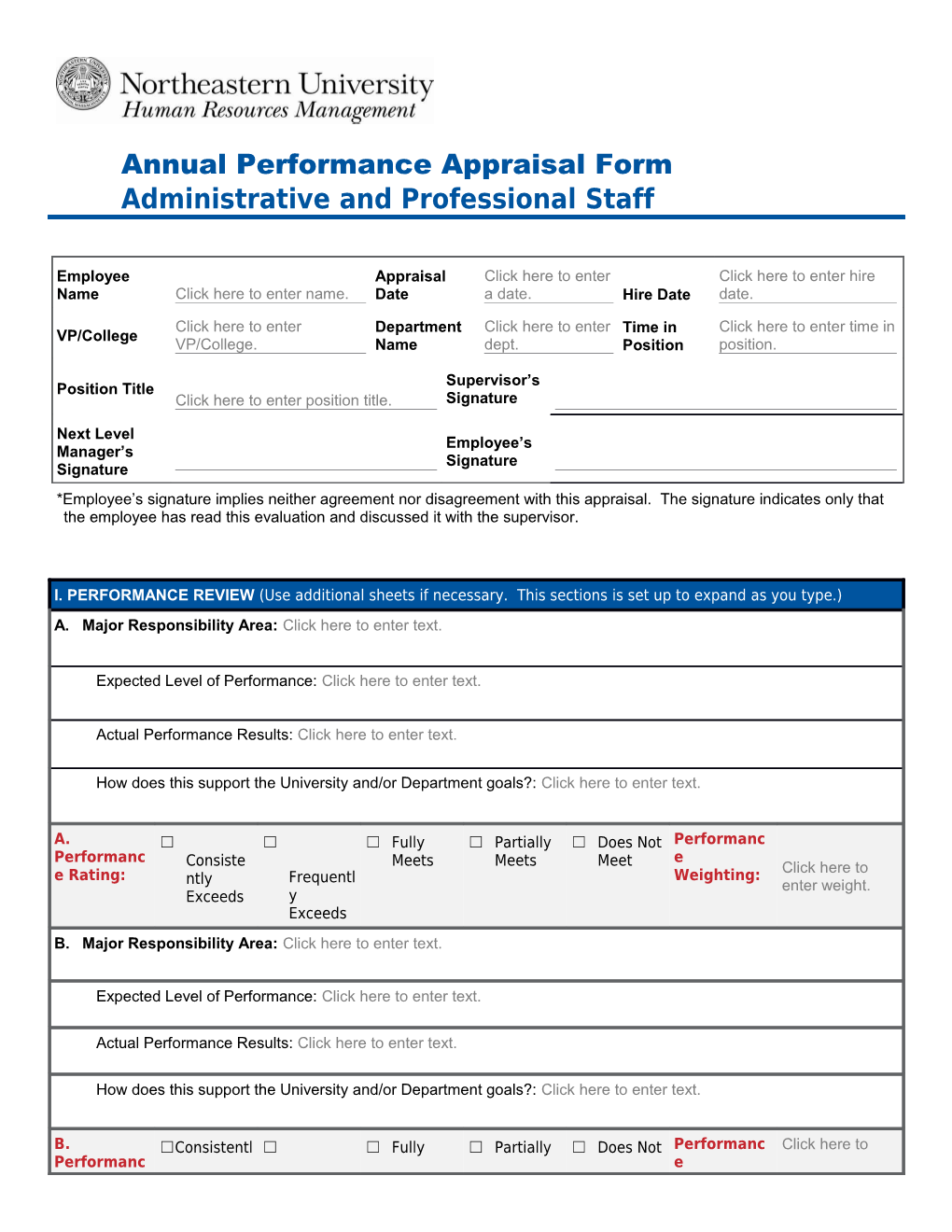 *Employee S Signature Implies Neither Agreement Nor Disagreement with This Appraisal. The