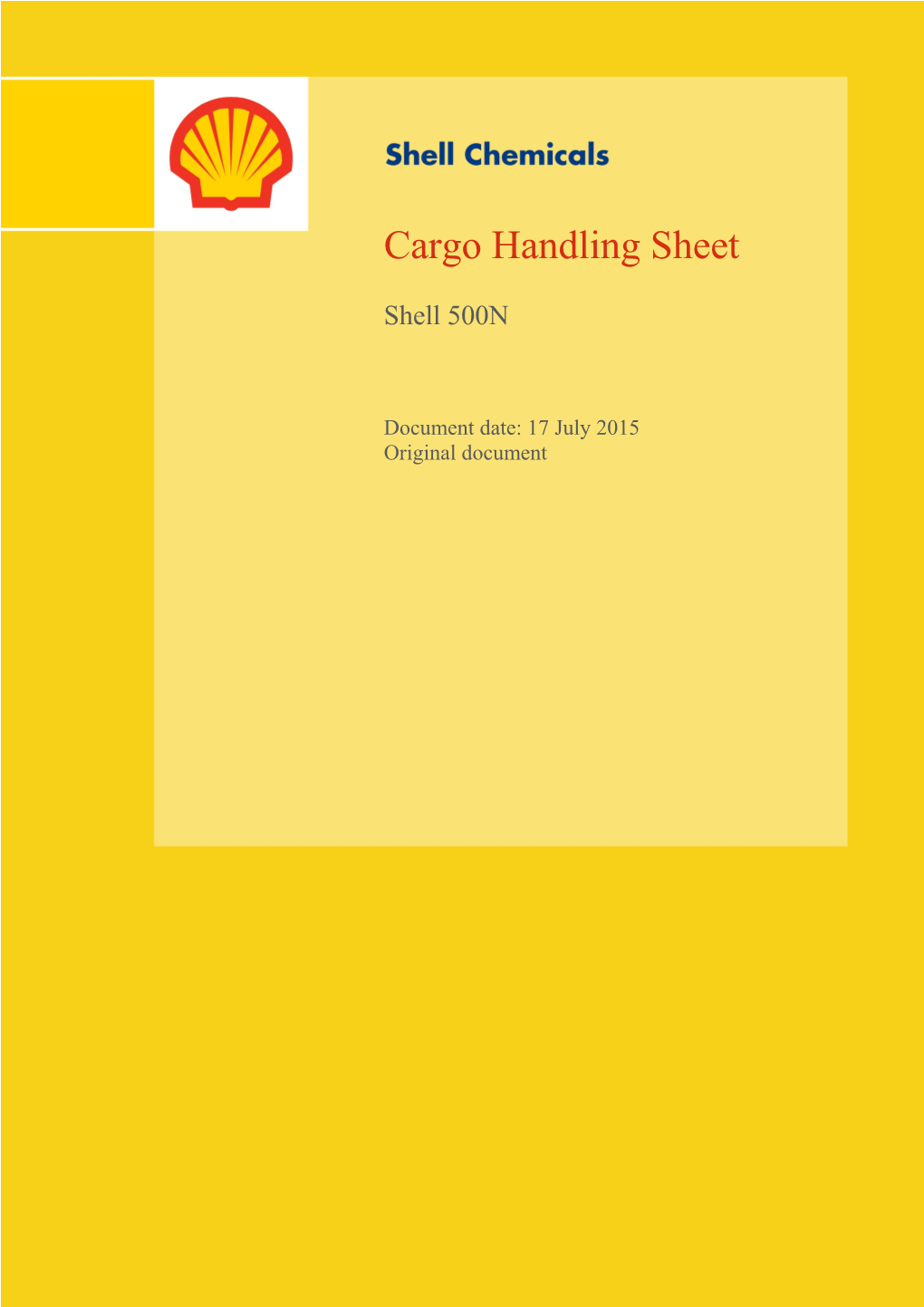 CHS Shell SN 500 Cargo Handling Sheet