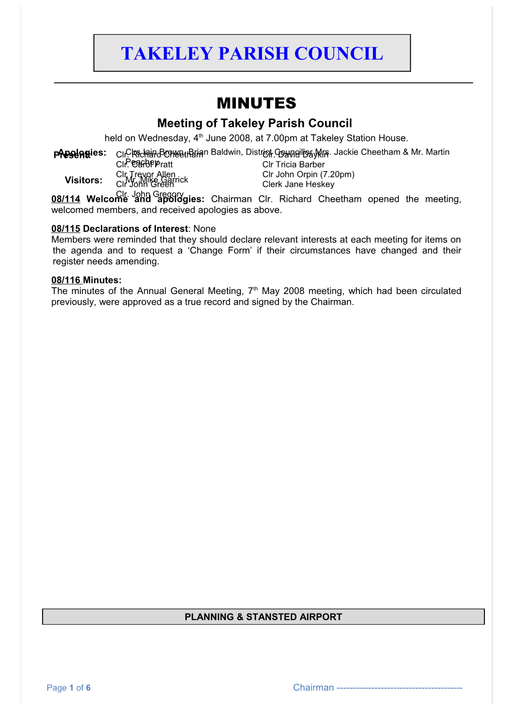 Takeley Parish Council s8