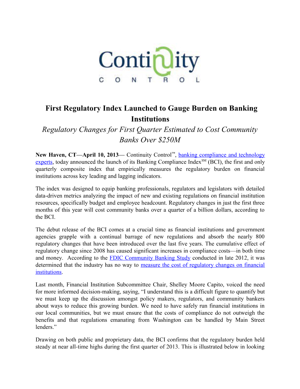 First Regulatory Index Launched to Gauge Burden on Banking Institutions