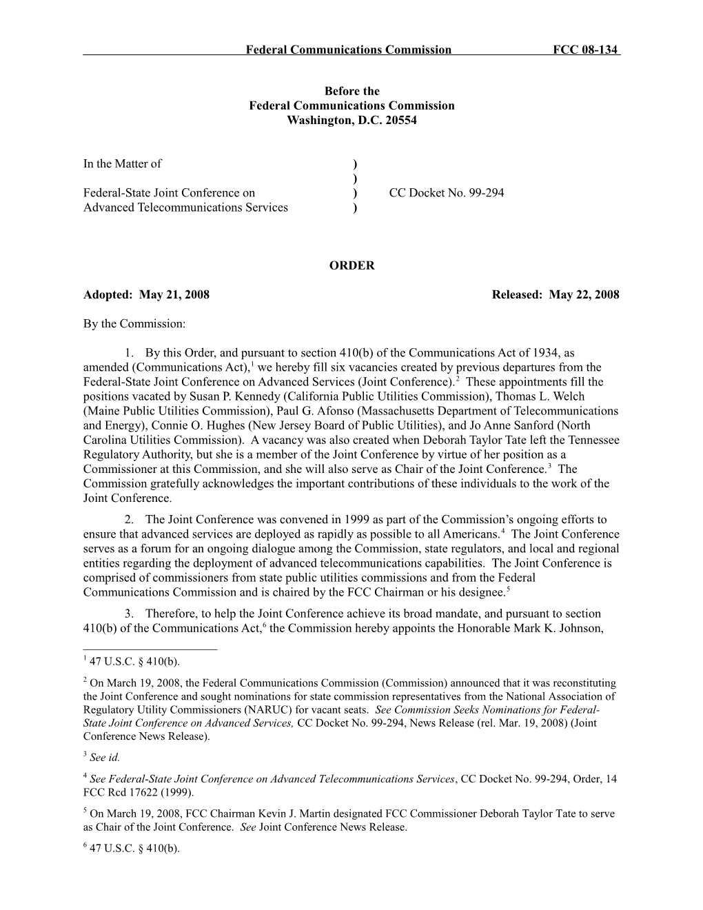 Federal Communications Commission FCC 08-134