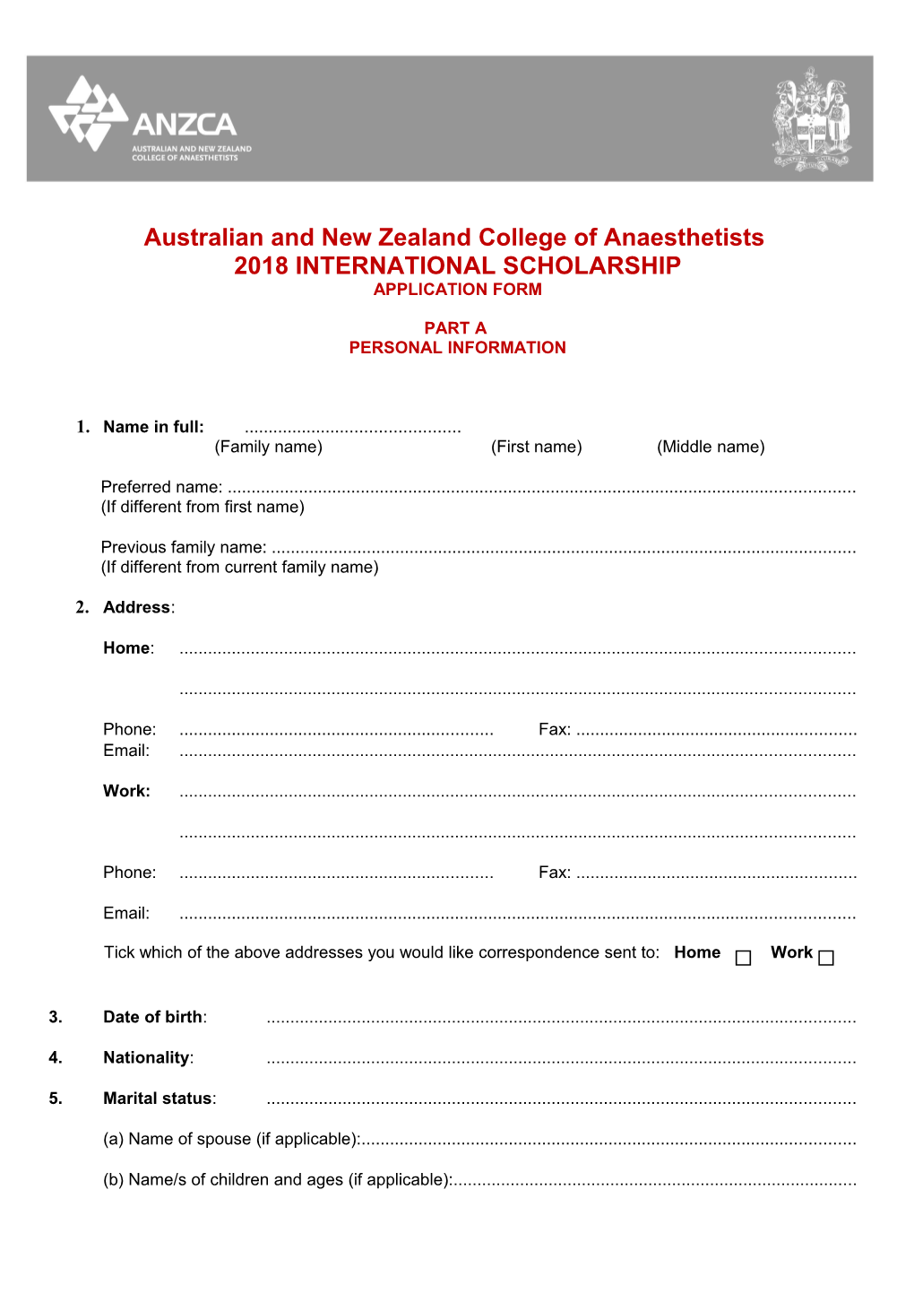 Australian and New Zealand College of Anaesthetists